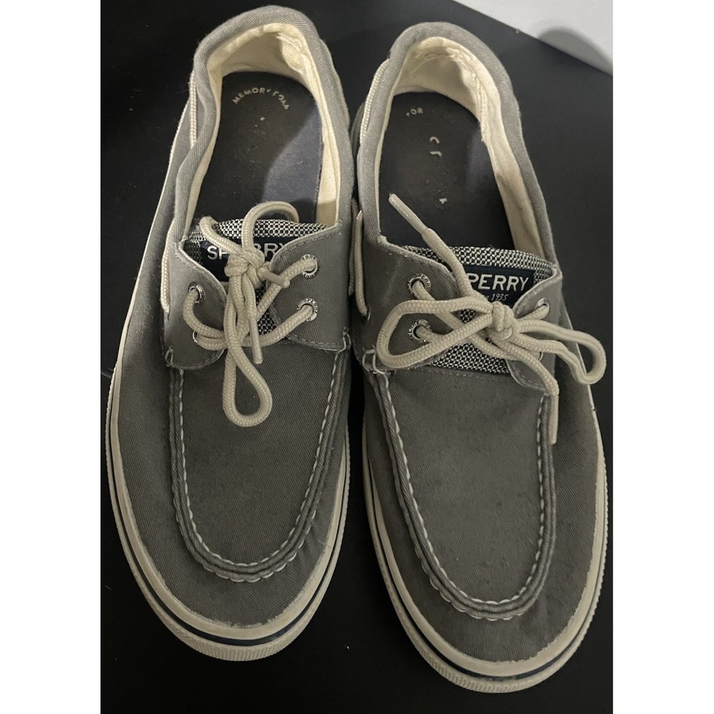 Sperry Boat Shoes Gray Canvas Mens Size 10